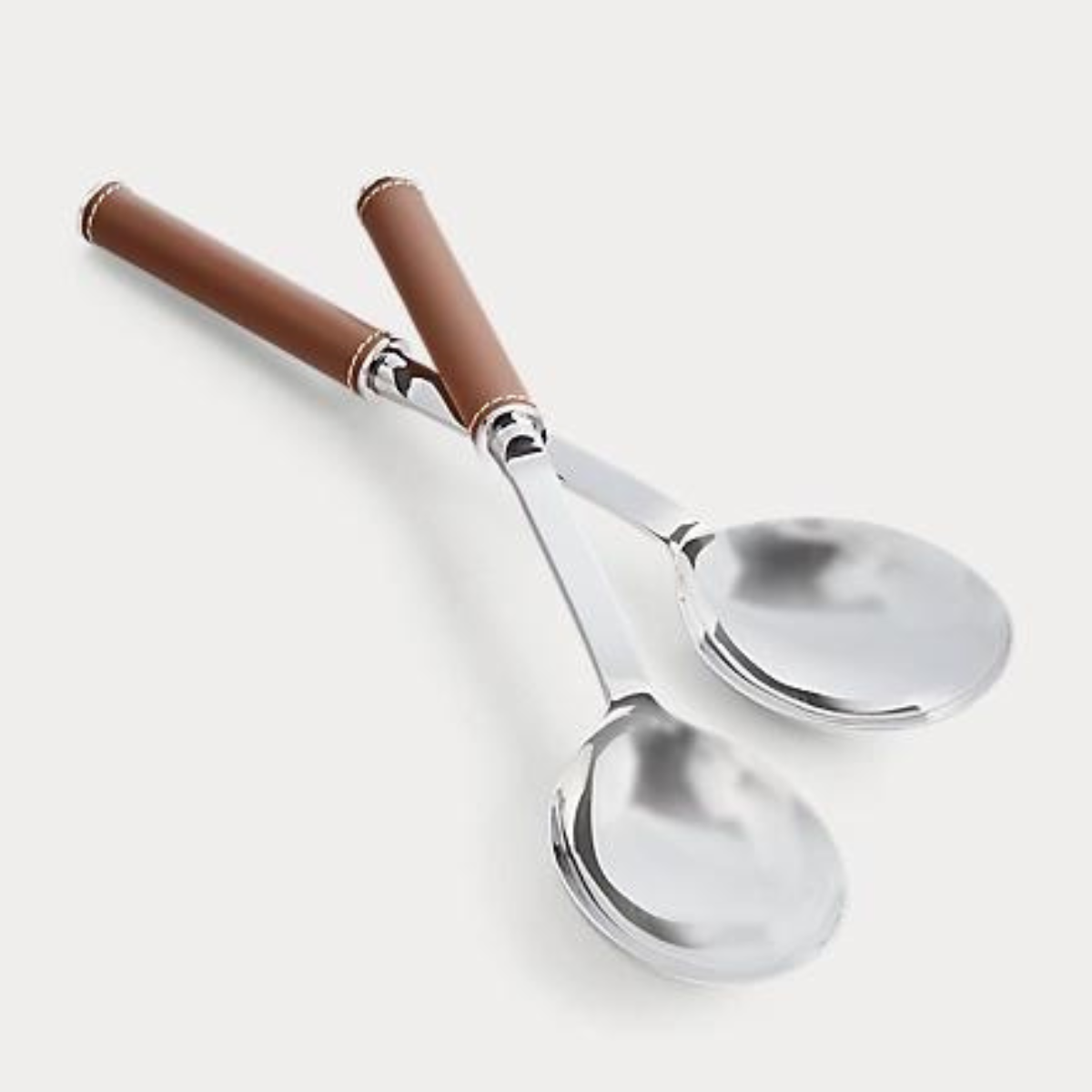 Wyatt Salad Server Set Stainless Steel Leather Handles Ralph Wyatt Salad Server Set Stainless Steel Leather Handles Ralph
