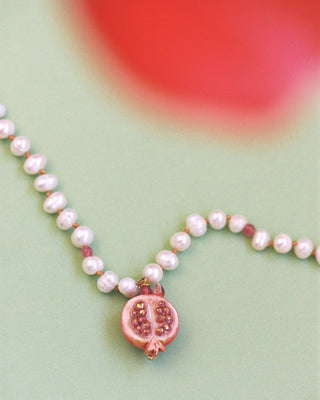 Short Pearl Pomegranate Necklace