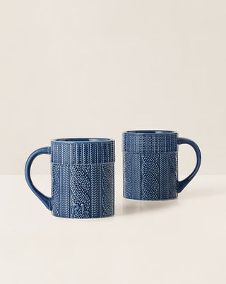 Cable-Knit Ceramic Mug Gift Set