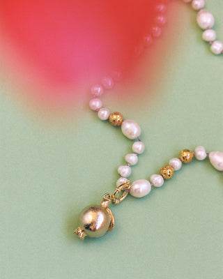 Gold Pearl Pomegranate Necklace