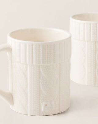Cable-Knit Ceramic Mug Gift Set