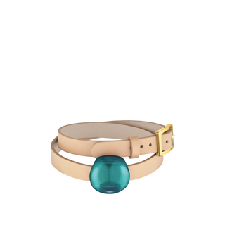 LALIQUE - CABOCHON LEATHER BRACELET GREEN